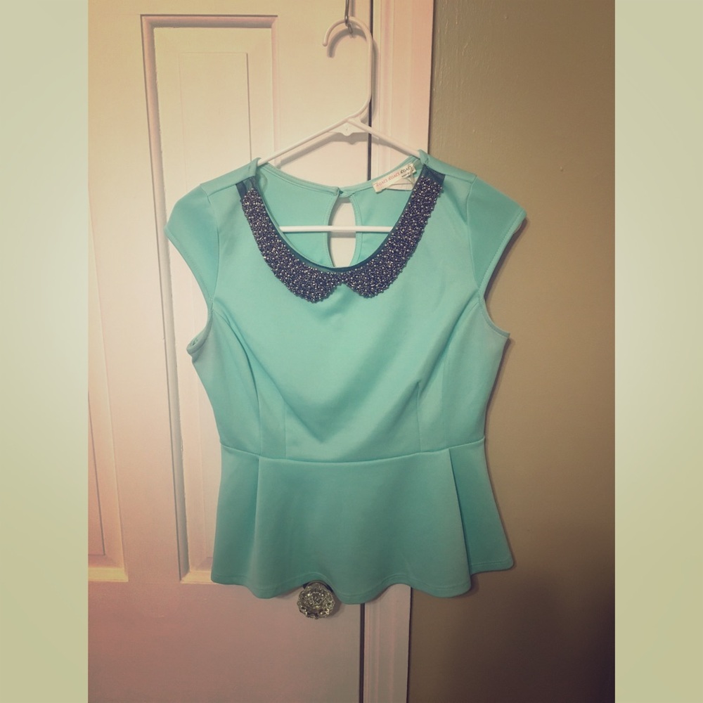 Baby blue with studded color shirt
